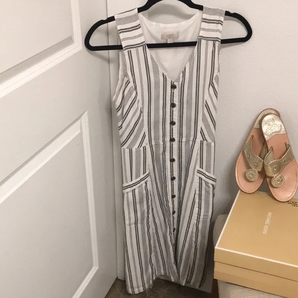 Moving Sale 🚗 - Loft Blue White Striped Dress, Size 0 - Picture 3 of 7